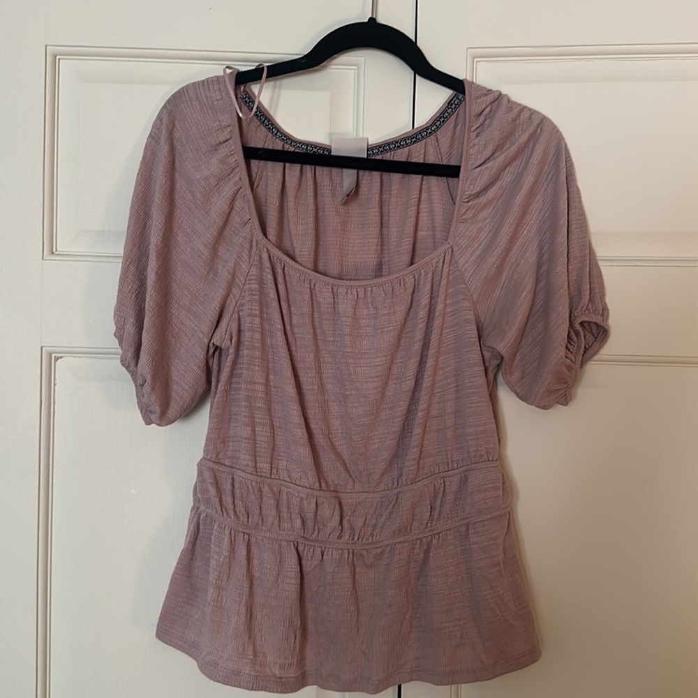 Knox Rose dusty pink peplum waist blouse